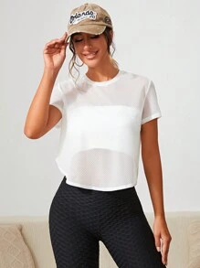 Easithlete 素色弧形下擺運動T恤不附抹胸 - 白色 - 查看 4