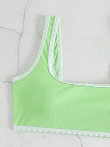 包縫側繫帶比基尼泳裝 - 綠色 - 查看 3