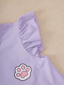 SHEIN Đầm bé gái Xù Hoạt hình Lá thư Dễ thương - Màu Lilac Tím - Xem 3