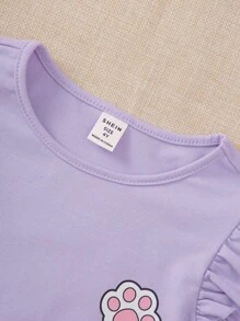 SHEIN Đầm bé gái Xù Hoạt hình Lá thư Dễ thương - Màu Lilac Tím - Xem 4