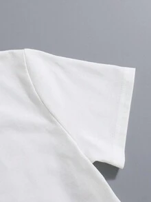 SHEIN Bộ thời trang bé trai Túi Slogan Giải trí - Màu xanh lam - Xem 3