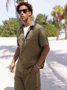 Manfinity Men Flap Detail Shirt & Trousers - Khaki - View 5