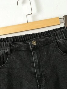 男大童破洞抽鬚直筒牛仔褲 - 黑色 - 查看 5