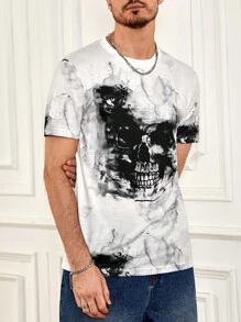 Manfinity LEGND Men T-Shirts Fit Crew Neck Short Sleeve Graffiti Tee Fearless Dark Cool Stuff Summer Knit Top - White - View 4