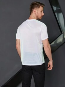 Manfinity Homme Hombres Camiseta de cuello redondo de color metálico