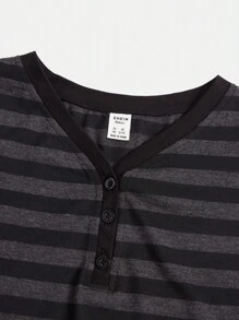 SHEIN Teen Girl Striped Button Front Tee