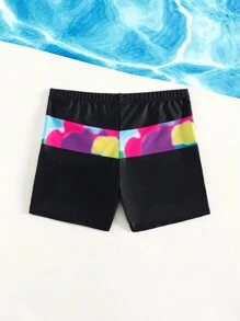 Tween Boy Gamepad & Letter Graphic Swim Shorts - Black - View 2