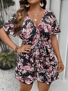 SHEIN Clasi Mono con estampado floral - Negro - Ver 1
