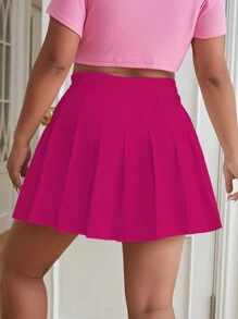 SHEIN EZwear Plus Solid Pleated Skirt