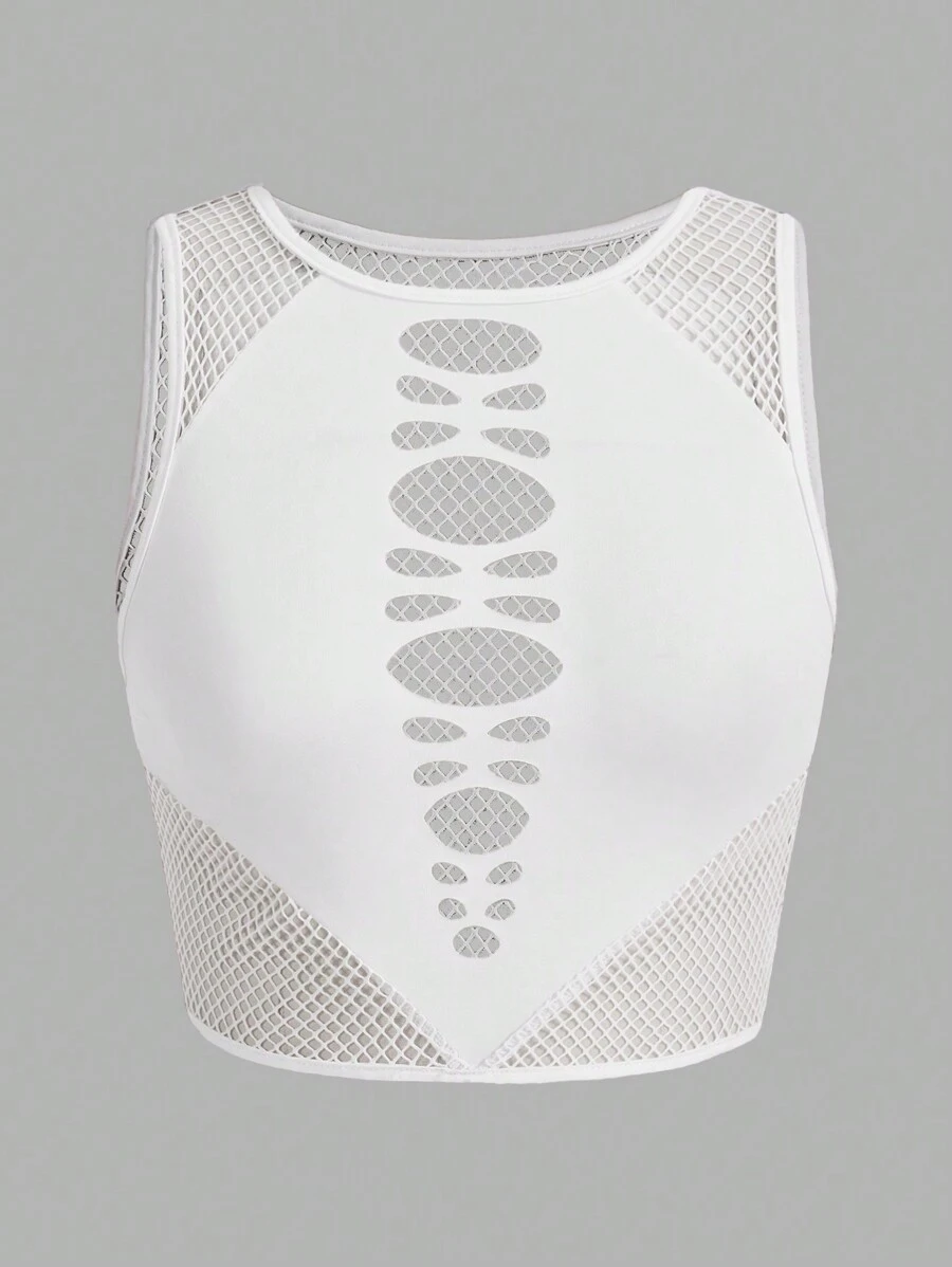 SHEIN ICON Cắt ra phía trước Áo ba lỗ - trắng - Xem 1