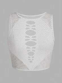 SHEIN ICON Cắt ra phía trước Áo ba lỗ - trắng - Xem 2