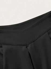 SHEIN MOD Plus Solid Pleated Skirt - Black - View 4