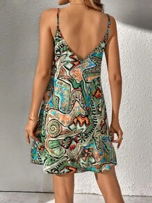 SHEIN Tall Allover Print Cami Dress - Green - View 2