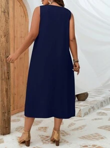 SHEIN LUNE 大碼印花洋裝 - 藍色 - 查看 2