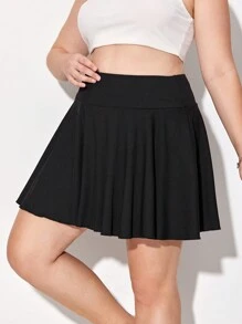 SHEIN Essnce Plus High Waist Pleated Hem Skort With Phone Pocket