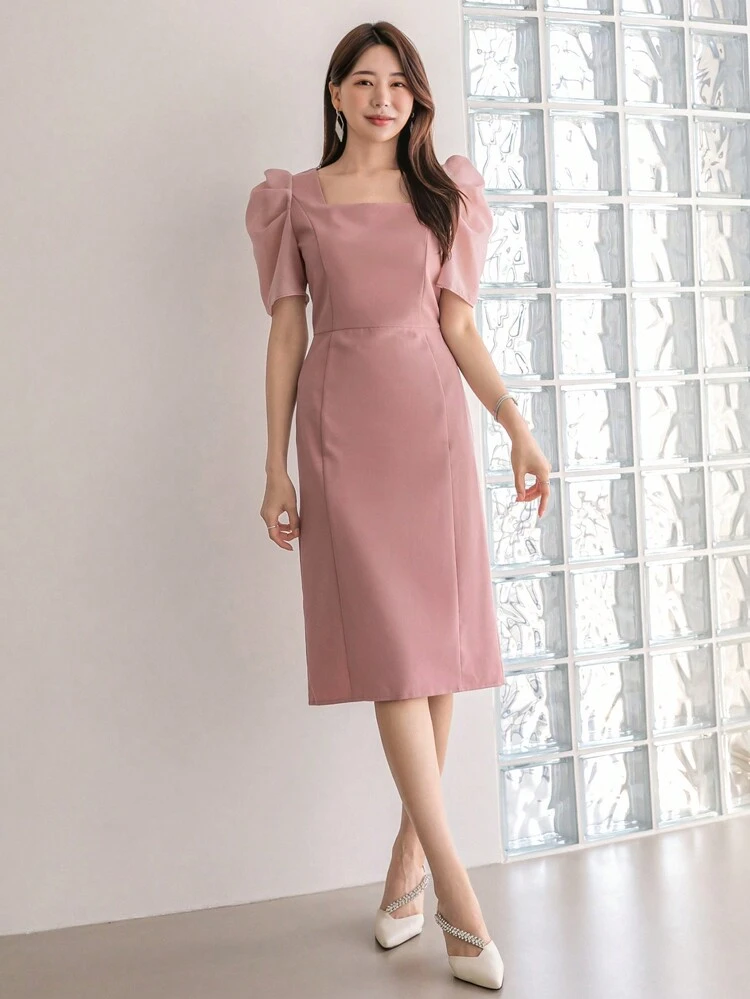 Square Neck Puff Sleeve Dress Sundress