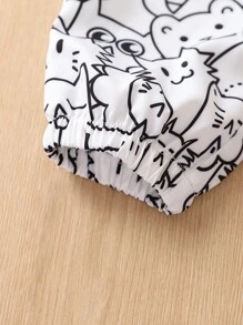 SHEIN Young Boy Cartoon Graphic Drawstring Waist Trousers - White - View 3