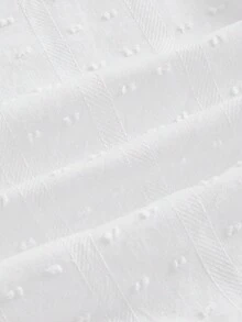 SHEIN EZwear Áo sơ mi nữ Thắt nơ trước màu trơn Giải trí - trắng - Xem 3