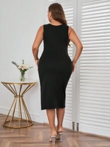 SHEIN Privé Plus Twist Front Cut Out Split Thigh Dress