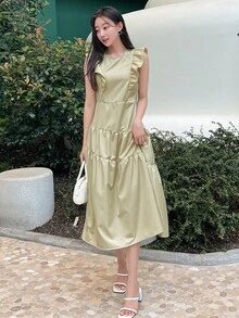 DAZY 素色荷葉邊娃娃裙 - 綠色 - 查看 5