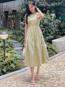 DAZY 素色荷葉邊娃娃裙 - 綠色 - 查看 6