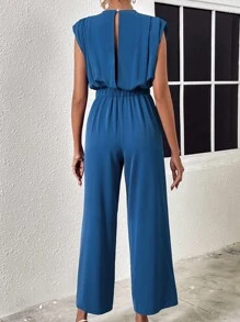 SHEIN LUNE Mono unicolor con bolsillo oblicuo - Azul - Ver 2