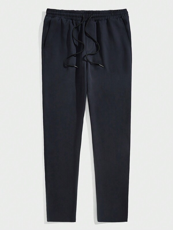 Manfinity NiteLyfe Hombres Pantalones unicolor de cintura con cordón