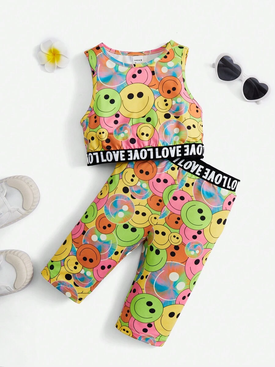 themindfulbutterflyy Bộ thời trang bé gái Ruy băng Hoạt hình Lá thư Giải trí - Nhiều màu - Xem 1