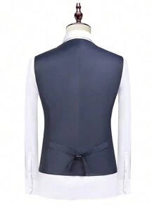 Manfinity Mode Áo cộc tay Nam Nút phía trước Sọc ca rô Công việc - Màu xanh hải quân - Xem 2