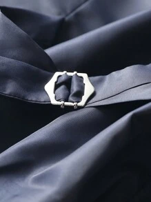 Manfinity Mode Áo cộc tay Nam Nút phía trước Sọc ca rô Công việc - Màu xanh hải quân - Xem 5