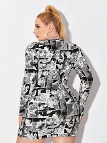 Spookish Delight Hơn Đồ họa Hoạt hình Áo phông Crop - Đen và trắng - Xem 2