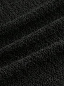 SHEIN EZwear 大碼一字肩木耳邊前紐扣緊身洋裝 - 黑色 - 查看 3