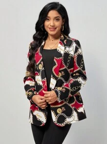 SHEIN Clasi Blazer con stampa catena collo sciallato