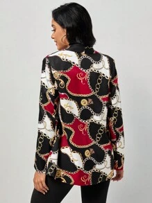 SHEIN Clasi Blazer con stampa catena collo sciallato