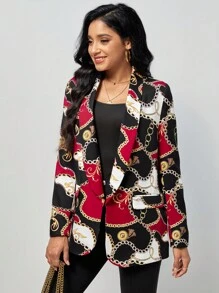 SHEIN Clasi Blazer con stampa catena collo sciallato