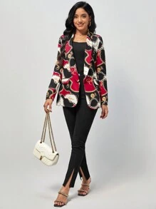 SHEIN Clasi Blazer con stampa catena collo sciallato