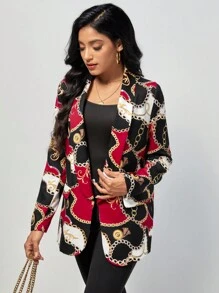 SHEIN Clasi Blazer con stampa catena collo sciallato