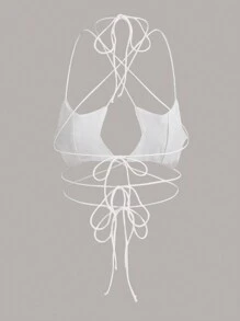 SHEIN ICON Crisscross Tie Backless Halter Top - White - View 2