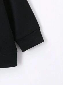 SHEIN Chàng trai trẻ Người máy In Đơn giản Tiếng Anh Sọc Giải trí Tay áo dài Áo nỉ Đối với Mùa thu - màu đen - Xem 5