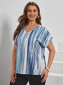 SHEIN LUNE 大碼紮染圖案蝙蝠袖襯衫 - 彩色 - 查看 3