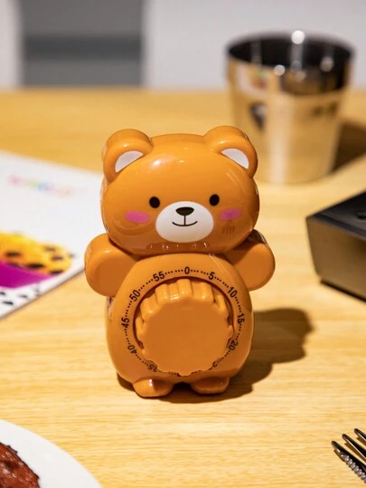 SHEIN Kitchen Mechanical Timer With Cartoon Bear Design, Can Be Hung