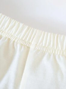 Baby Bow Front Cami Top & Contrast Lace Flare Leg Trousers - Apricot - View 3