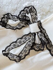 Baby Bow Front Cami Top & Contrast Lace Flare Leg Trousers - Apricot - View 7