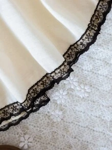 Baby Bow Front Cami Top & Contrast Lace Flare Leg Trousers - Apricot - View 8