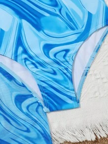 Chica preadolescente Bañador una pieza fluido con estampado con pantalones cover up