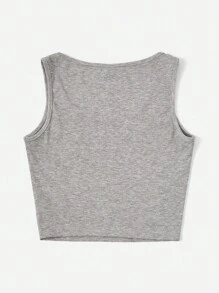 SHEIN EZwear Heart & Figure Graphic Tank Top - Light Grey - View 2