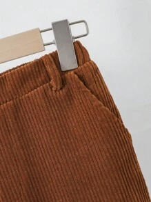 SHEIN 男大童斜口袋素色長褲 - 鏽棕色 - 查看 3