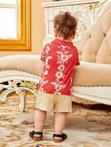 SHEIN Baby Boy Floral Print Shirt & Shorts - Multicolor - View 8