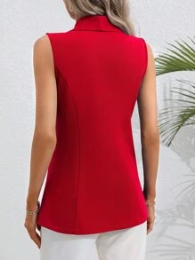Ellegaria. Shawl Collar Single Button Vest Blazer For New Year Clothes - Red - View 3