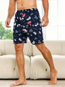 男士熱帶圖案睡衣短褲 - 彩色 - 查看 1